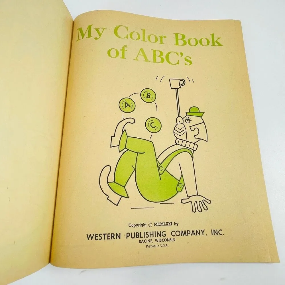 My Color Book of ABC's Western Publishing 1971 Vintage Coloring Book Uncolored